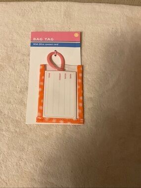 Orange Floral Travel Bag Tag with Pink Loop